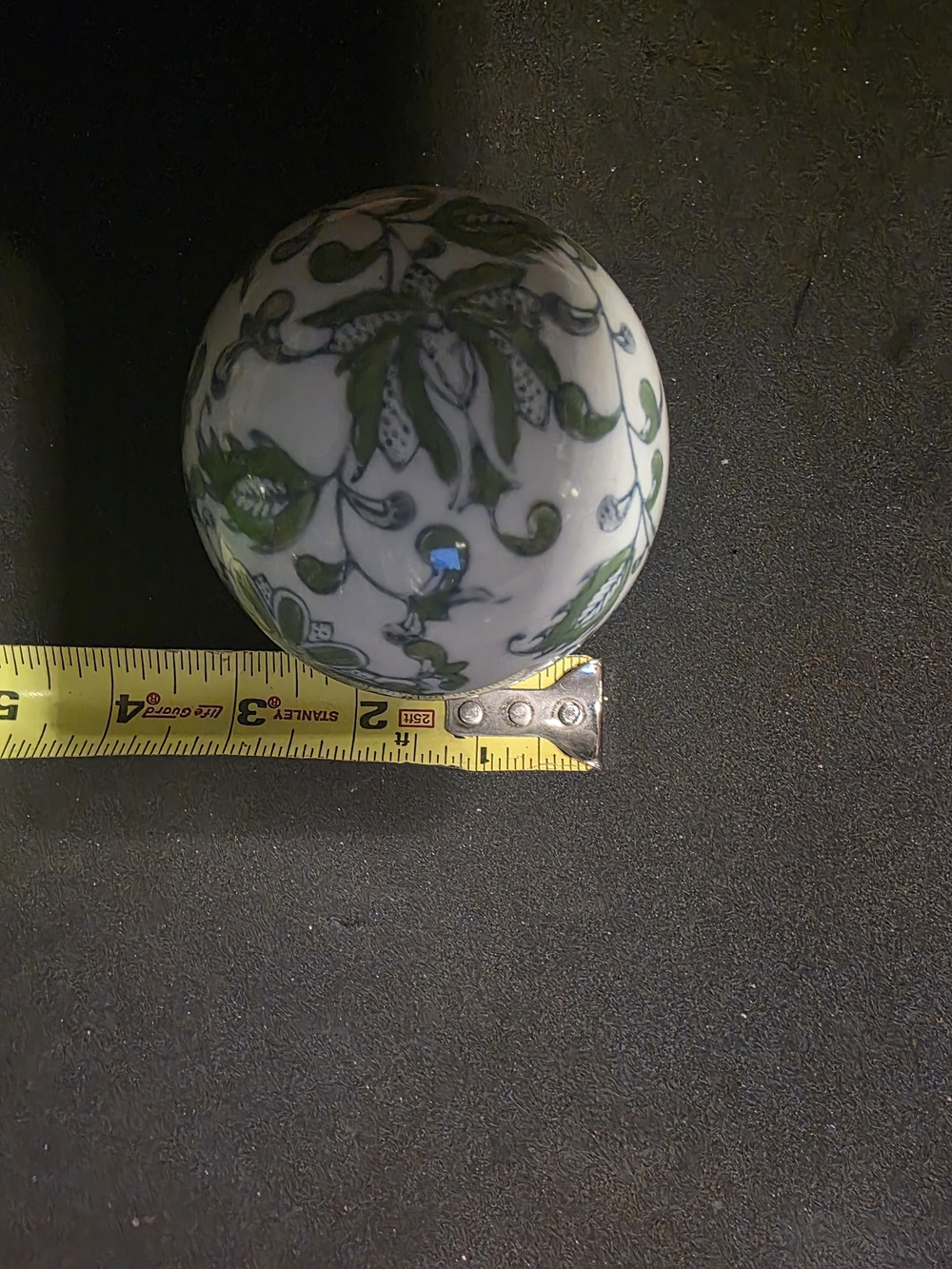 Ceramic Decorative Ball in Green and White